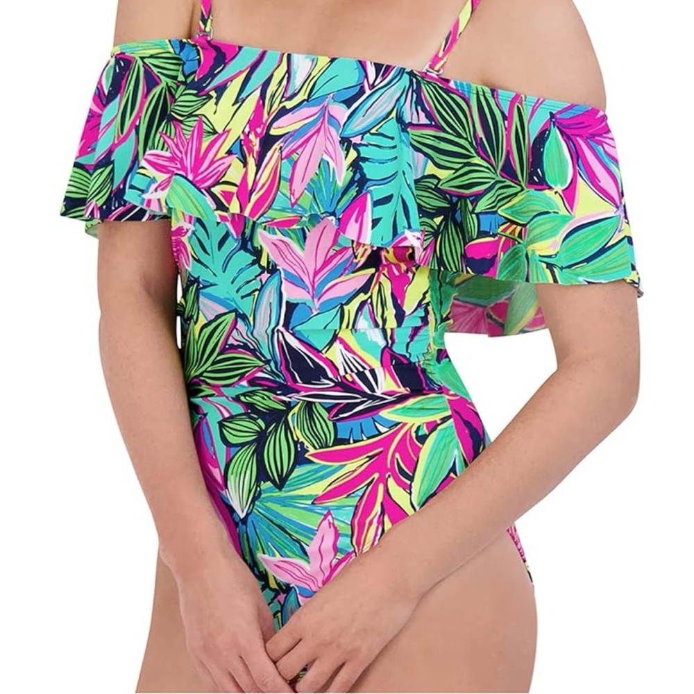 Caribbean Joe Cape Coral Multi Women's Off The Shoulder One Piece Swimsuit 10